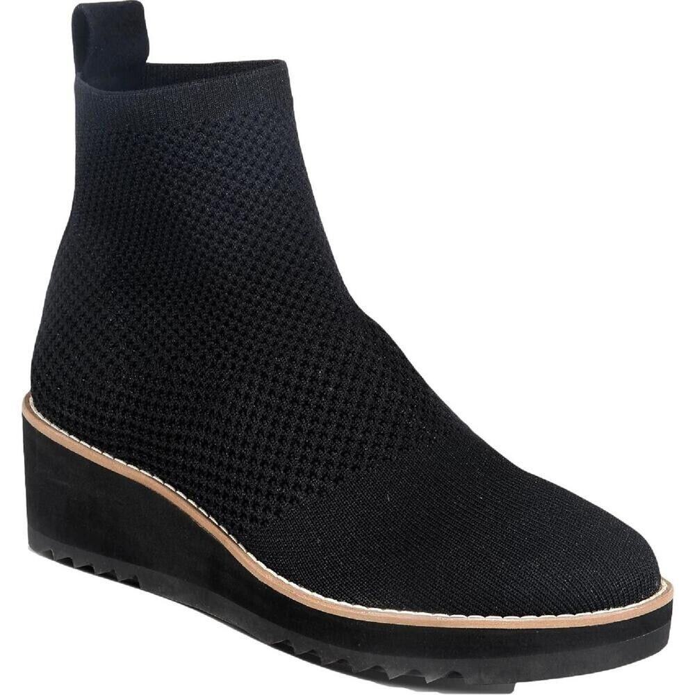 Eileen Fisher London Womens Black Stretch Knit Wedge Platform Ankle Boots Size 5